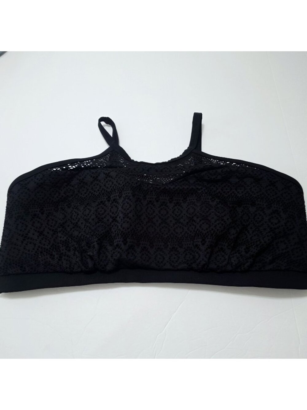 Swim by Cacique Black Crochet Lace High Neck Swim Top Size 24 NWT